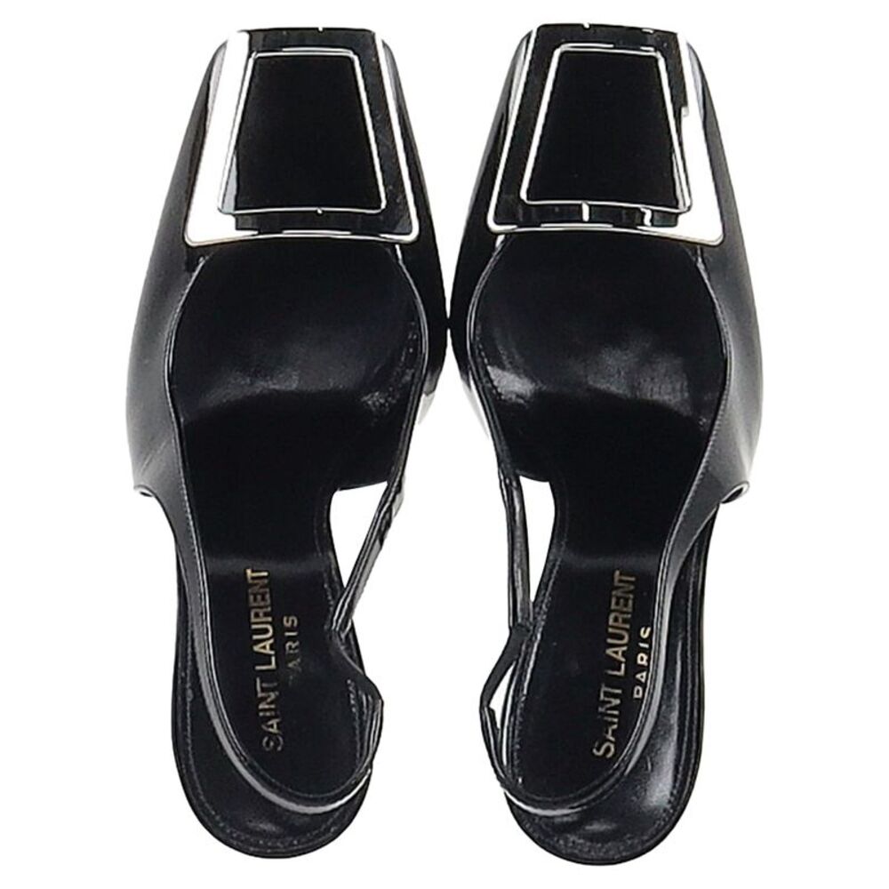 Saint Laurent Pablo Slingback Pumps in Black Leather - Picture 3 of 7